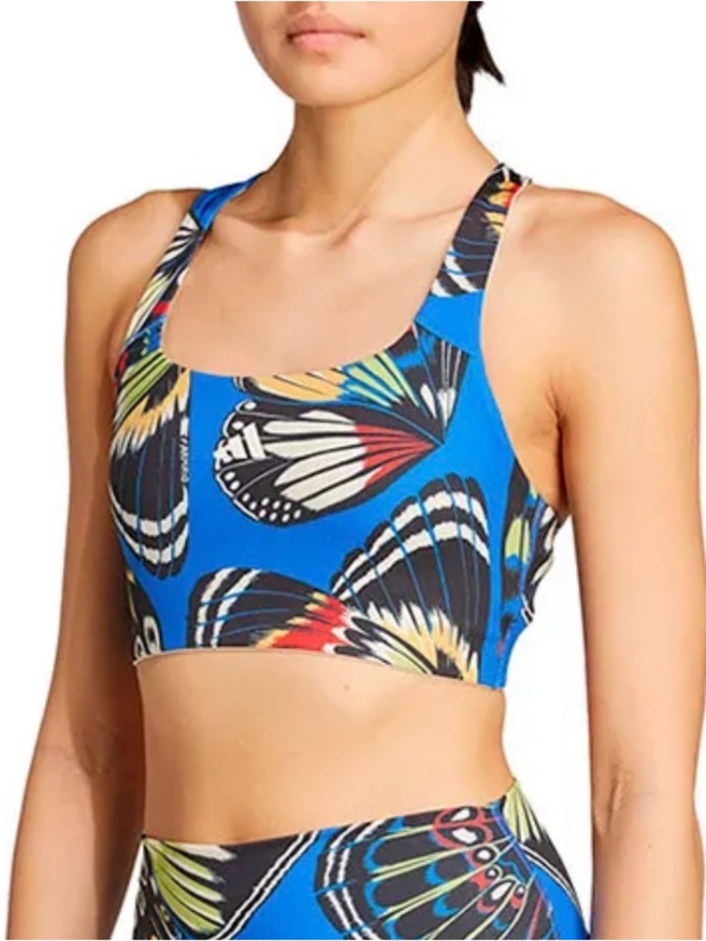 Adidas x Farm Rio Blue Butterfly-Print Sports Bra